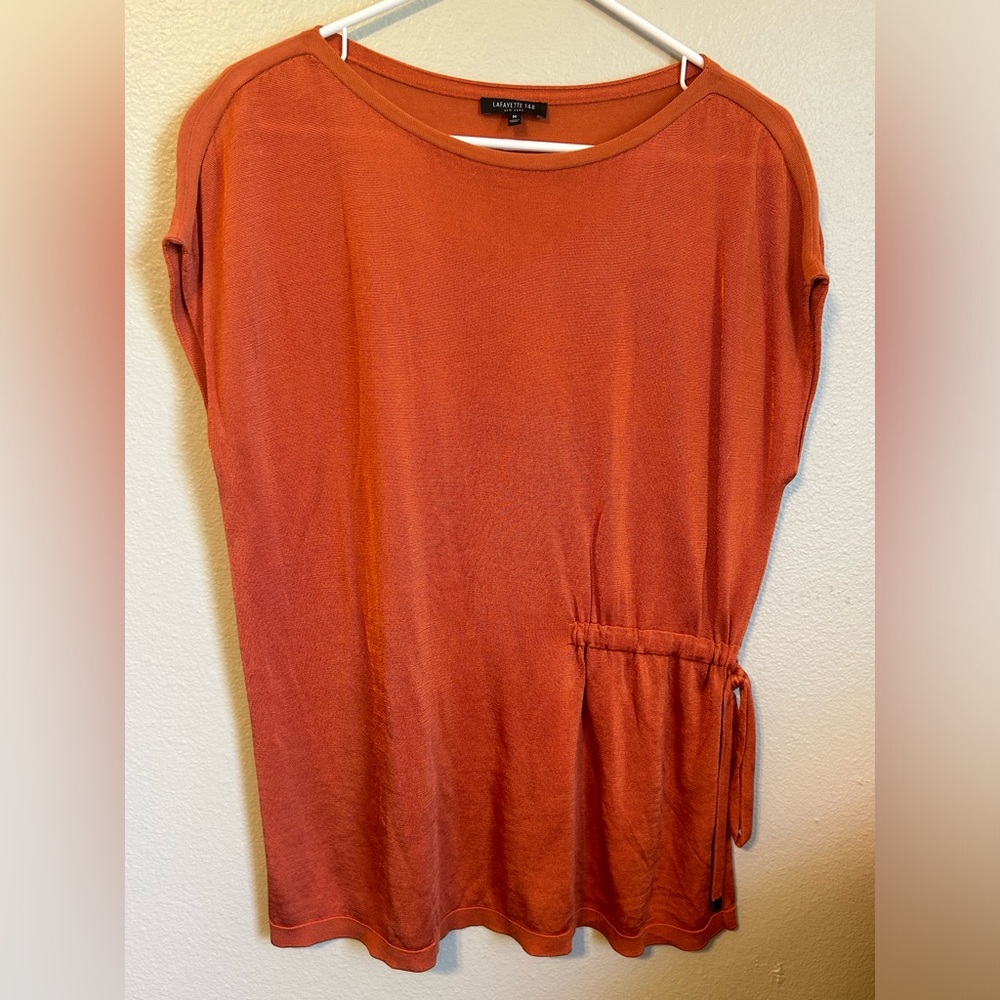 Lafayette 148 red orange medium blouse top